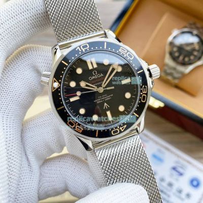 Replica Omega Seamaster 007 BroadArrow Watch Black Dial Mesh Band 42MM